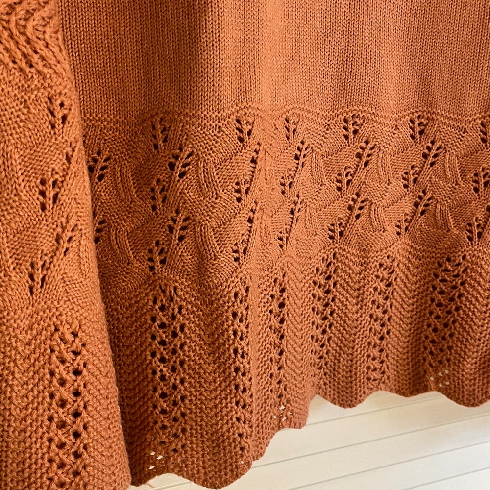 Paparazzy Cinnamon Brown Mock-Neck Sweater Crochet Arms Size M (est) - Picture 3 of 7